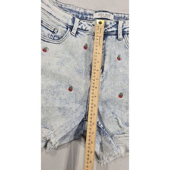 Judy Blue Denim Shorts Embroidered Cherries Distressed Stonewashed Plus Size 1XL - Picture 14 of 16